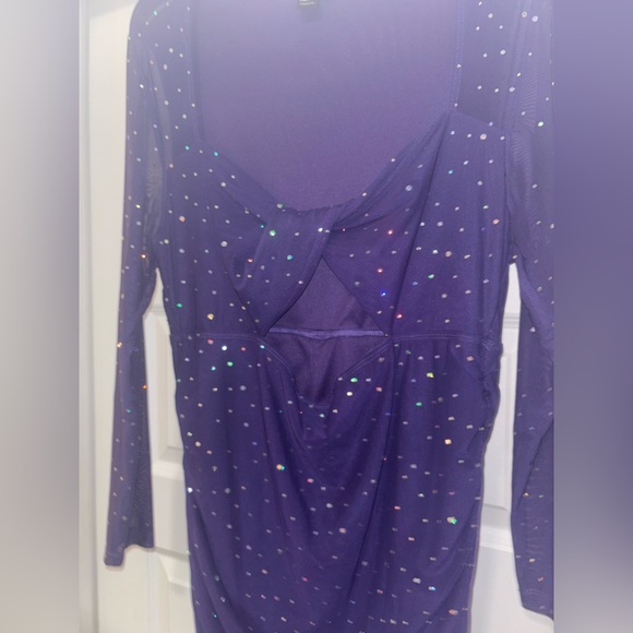 Deep Purple Rhinestone Mini Dress - Picture 2 of 8